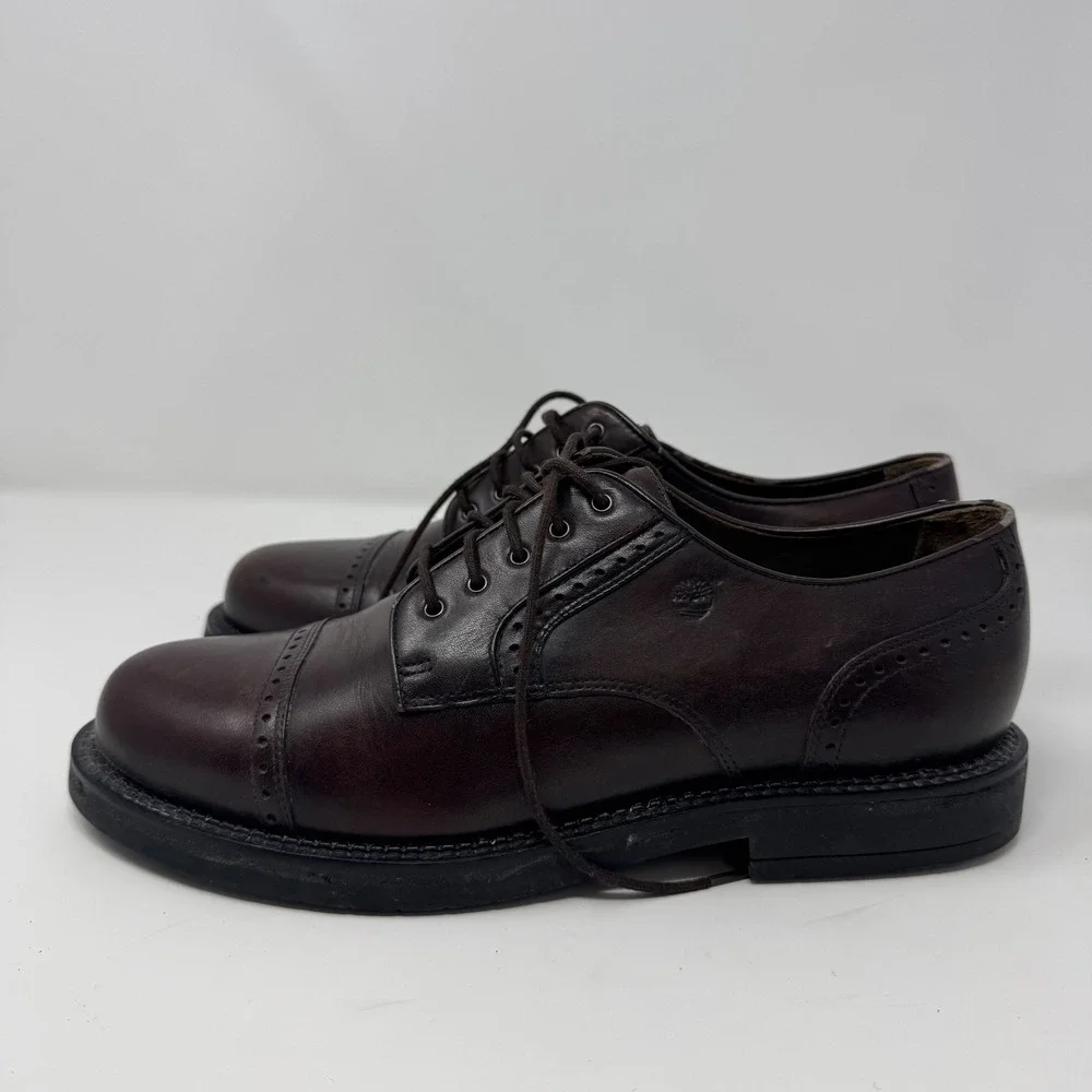 Timberland Mens Size 8.5 Oxford Cap Toe Dress Shoes Dark Brown‎ Leather 92074